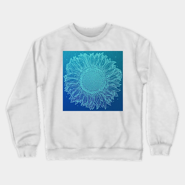 Aqua Blue Sunflower Crewneck Sweatshirt by CozyPixelFluff